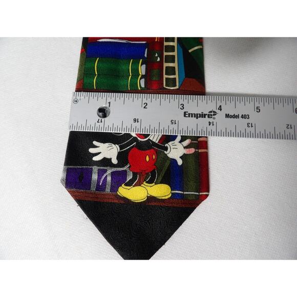 Vintage Mickey Unlimited Mens Neck Tie Mickey Mouse Books Library 90s Retro - Picture 5 of 7